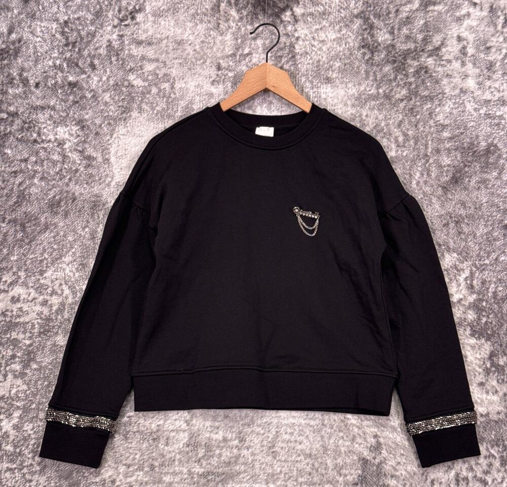 Maeve Sweatshirt Small Womens Anthropologie Embellished Detailing Cropped